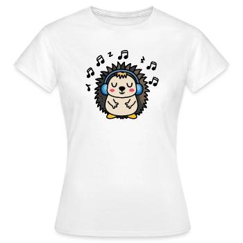 DJ Jeżyk – rhythmische Schwingung im Stil eines Igels - Frauen T-Shirt - Weiß - Vorne - AI Model Female 172 dark (172cm)