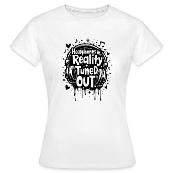 CASQUE, RÉALITÉ DÉCONNECTÉE, MUSIQUE - T-shirt Femme - blanc - Devant - AI Model Female 172 dark (172cm)