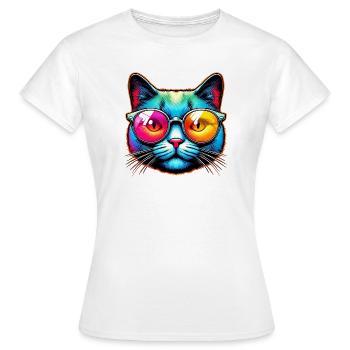 Kater mit Sonnenbrille - Frauen T-Shirt - Weiß - Vorne - AI Model Female 172 dark (172cm)