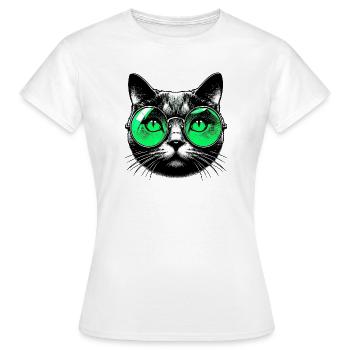 Kater mit Brille - Frauen T-Shirt - Weiß - Vorne - AI Model Female 172 dark (172cm)