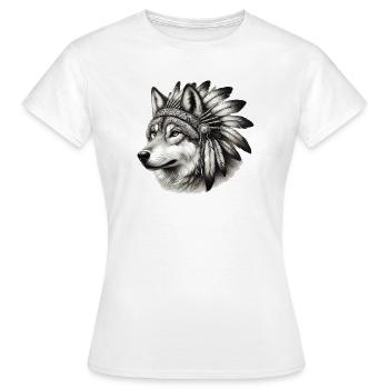 Amerikanischer Indianerwolf Amerikanische Rothaut - Frauen T-Shirt - Weiß - Vorne - AI Model Female 172 dark (172cm)
