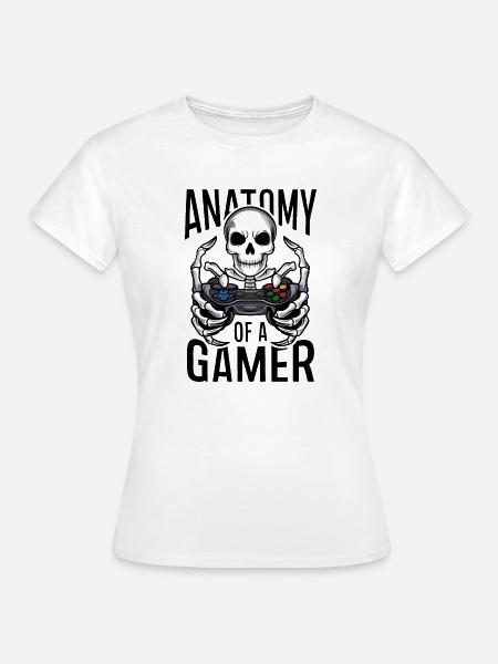 Gamer Skeleton mit Gamecontroller - Frauen T-Shirt - Weiß