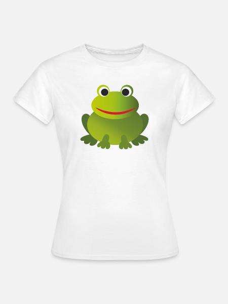 Lustiger Grüner Frosch - personalisierbar - Frauen T-Shirt - Weiß