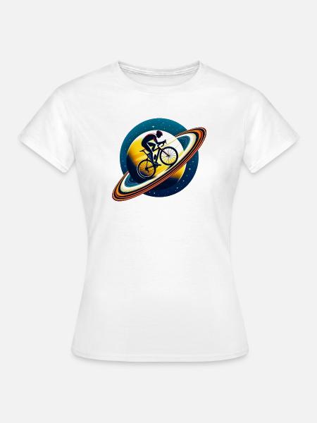 Radfahrer auf dem Saturn - Frauen T-Shirt - Weiß