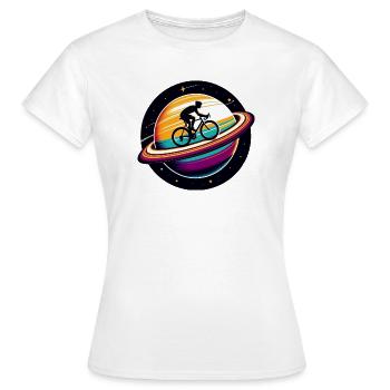 Radfahrer auf dem Saturn - Frauen T-Shirt - Weiß - Vorne - AI Model Female 172 dark (172cm)