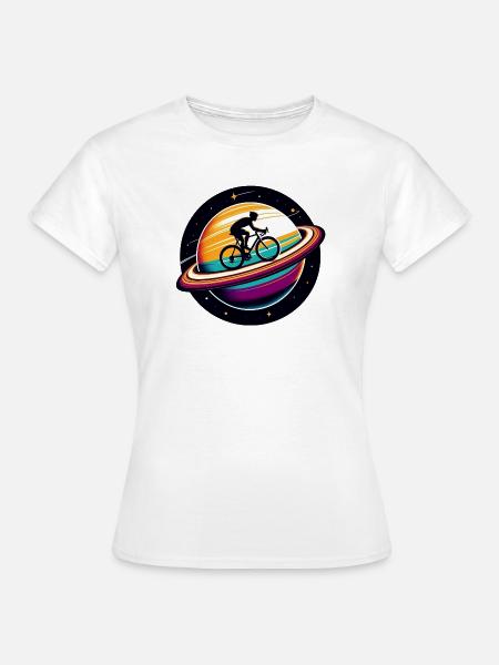 Radfahrer auf dem Saturn - Frauen T-Shirt - Weiß