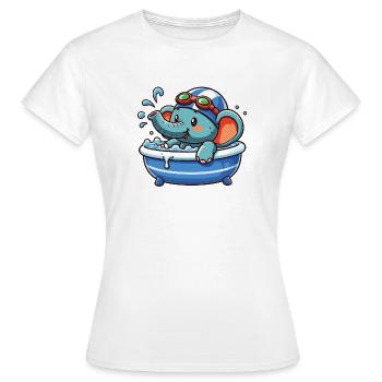 Éléphant dans la salle de bain avec lunettes de plongée - T-shirt Femme - blanc - Devant - AI Model Female 172 dark (172cm)