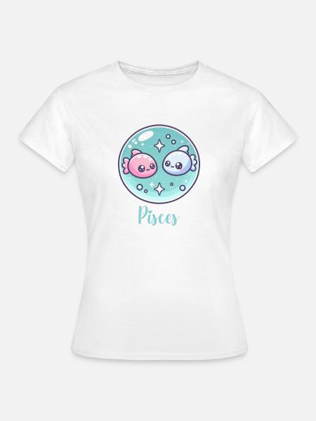 Süße Pisces Sternzeichen Astrologie Geschenk - Frauen T-Shirt - Weiß