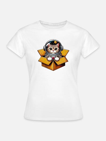 Astronaut Katze - Frauen T-Shirt - Weiß