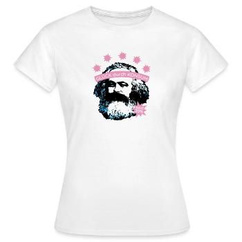Glück durch Konsum – Bearded Icon - Frauen T-Shirt - Weiß - Vorne - AI Model Female 172 dark (172cm)