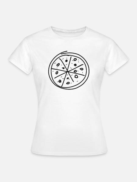 Pizza Linienkunst Handgezeichnet - Frauen T-Shirt - Weiß