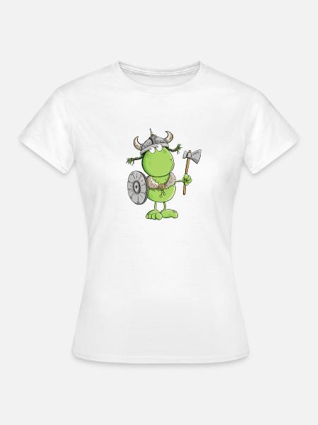Lustiger Frosch Wikinger - Frauen T-Shirt - Weiß