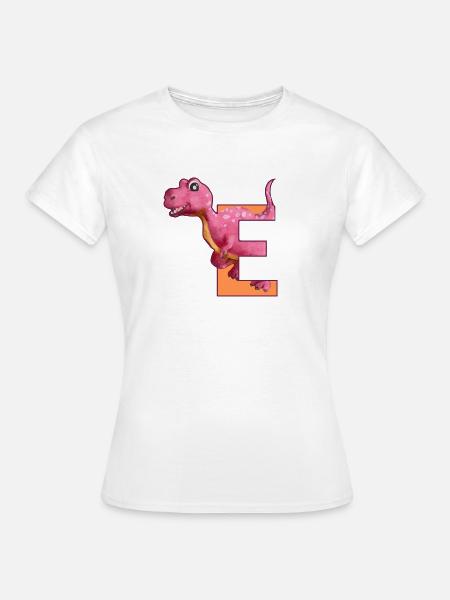 E - DINOSAURIER, Personalisierbar - Frauen T-Shirt - Weiß