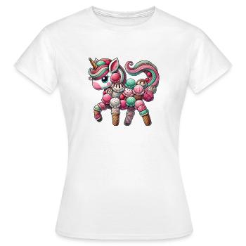 Einhorn Eis Kugel Eis Sommer Nachtisch skurril - Frauen T-Shirt - Weiß - Vorne - AI Model Female 172 dark (172cm)