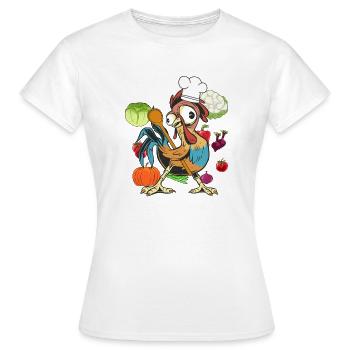 Poulet Coq Cuisinier Cuisiniers Cuisinier Arts culinaires Légumes - T-shirt Femme - blanc - Devant - AI Model Female 172 dark (172cm)