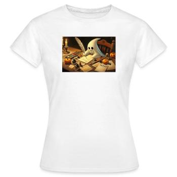 charmanter Geist schreibt Halloween-Einladungen - Frauen T-Shirt - Weiß - Vorne - AI Model Female 172 dark (172cm)