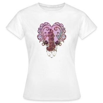Dans l’étreinte du cœur. - T-shirt Femme - blanc - Devant - AI Model Female 172 dark (172cm)
