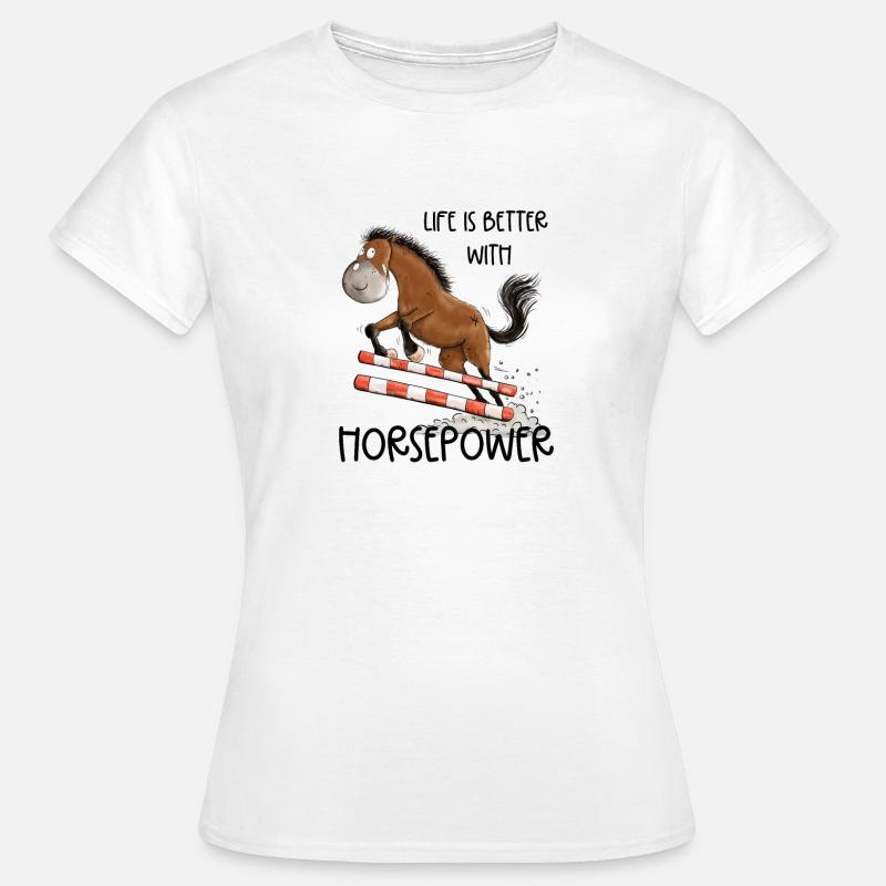 Witziges Springpferd Springreiten Tunier Pferd - Frauen T-Shirt - Weiß