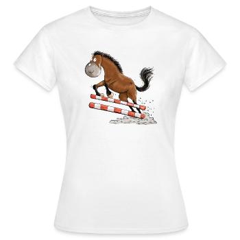 Witziges Springpferd Springreiten Tunier Pferd - Frauen T-Shirt - Weiß - Vorne - AI Model Female 172 dark (172cm)