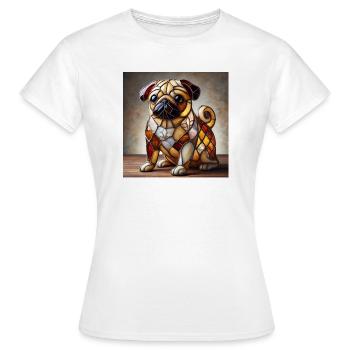 Stained Glass Bulldog Decorative Figure - Women's T-Shirt - white - Front - AI Model Female 172 dark (172cm)