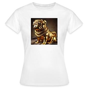 Golden Pug Sculpture - Women's T-Shirt - white - Front - AI Model Female 172 dark (172cm)
