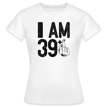 Noir Mittelfinger: Rote Fingerspitze - Frauen T-Shirt - Weiß - Vorne - AI Model Female 172 dark (172cm)