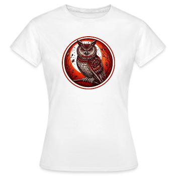 Roter Eulenkreis Emblem - Eule - Nachtvogel - Frauen T-Shirt - Weiß - Vorne - AI Model Female 172 dark (172cm)
