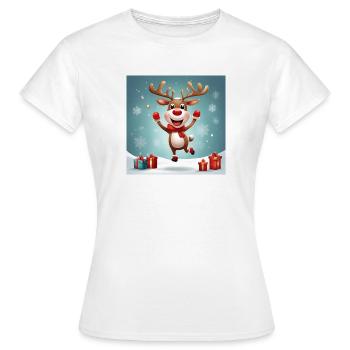 joyeux Noël, joyeuses fêtes; rennes - T-shirt Femme - blanc - Devant - AI Model Female 172 dark (172cm)