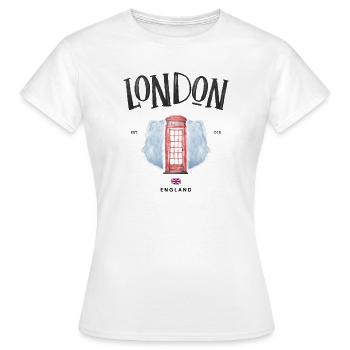 London Red Phone Booth Watercolor - Women's T-Shirt - white - Front - AI Model Female 172 dark (172cm)
