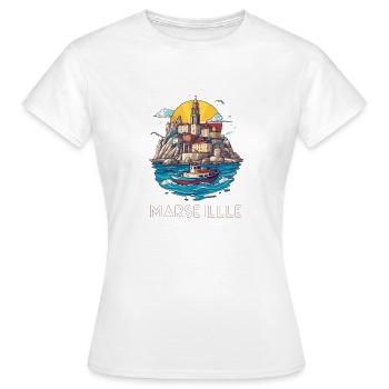 Marseille - Ville au Cœur de la Méditerranée - T-shirt Femme - blanc - Devant - AI Model Female 172 dark (172cm)