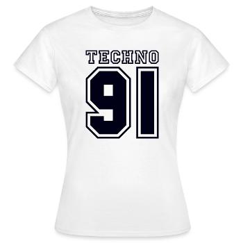TECHNO 91 - Frauen T-Shirt - Weiß - Vorne - AI Model Female 172 dark (172cm)