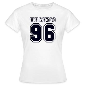 TECHNO 96 - Frauen T-Shirt - Weiß - Vorne - AI Model Female 172 dark (172cm)