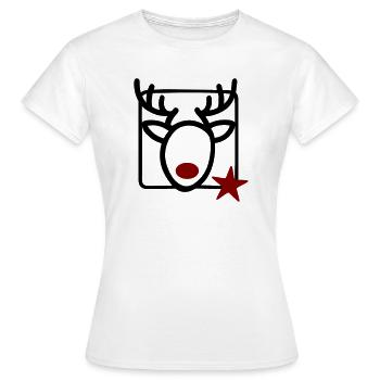 Rentier mit Stern und roter Nase - Frauen T-Shirt - Weiß - Vorne - AI Model Female 172 dark (172cm)