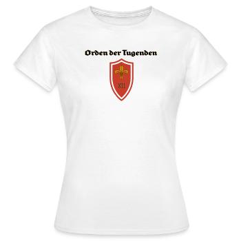 Orden der Tugenden Schild - Frauen T-Shirt - Weiß - Vorne - AI Model Female 172 dark (172cm)