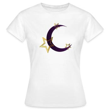Mondsichel, Sternen outlines, Schlafzimmer Deko - Frauen T-Shirt - Weiß - Vorne - AI Model Female 172 dark (172cm)