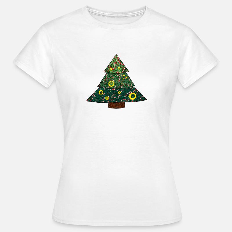 Candy Canes Christmas Tree Mandala - Women's T-Shirt - white