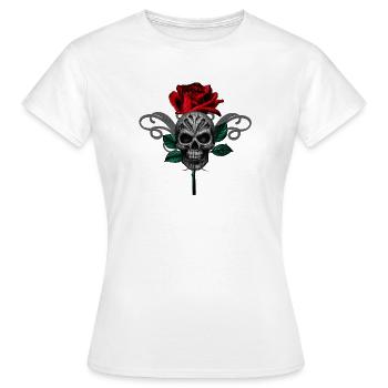 Schädelrose Gothic Tattoo Motiv - Frauen T-Shirt - Weiß - Vorne - AI Model Female 172 dark (172cm)
