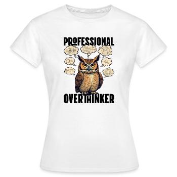 Professional Overthinker – Owl with Thought Bubbles - Women's T-Shirt - white - Front - AI Model Female 172 dark (172cm)