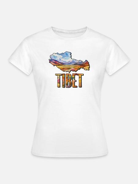 Aquarell Landkarte Tibet - Frauen T-Shirt - Weiß