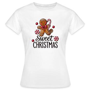 Joyeux bonhomme en pain d’épice avec canne à sucre - T-shirt Femme - blanc - Devant - AI Model Female 172 dark (172cm)