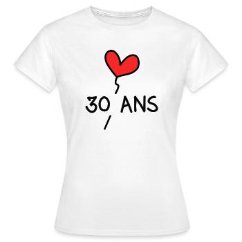 30. 30 YEARS. 30th ANNIVERSARY. 30 YEARS ANNIVERSARY. - Women's T-Shirt - white - Front - AI Model Female 172 dark (172cm)