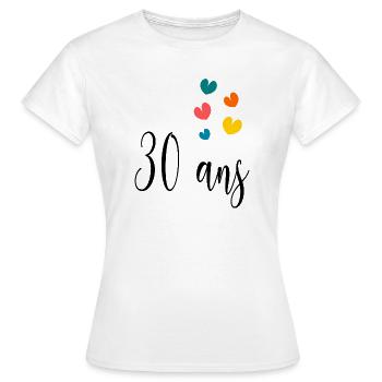 30. 30 YEARS. 30th ANNIVERSARY. 30 YEARS ANNIVERSARY. - Women's T-Shirt - white - Front - AI Model Female 172 dark (172cm)