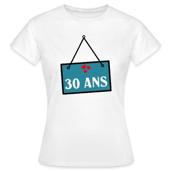 30. 30 YEARS. 30th ANNIVERSARY. 30 YEARS ANNIVERSARY. - Women's T-Shirt - white - Front - AI Model Female 172 dark (172cm)