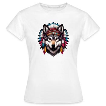 Amerikanischer Indianerwolf Amerikanische Rothaut - Frauen T-Shirt - Weiß - Vorne - AI Model Female 172 dark (172cm)