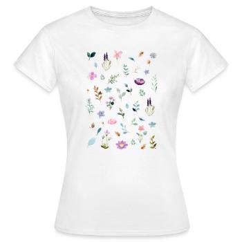 Aquarelle Florals sur Noir - T-shirt Femme - blanc - Devant - AI Model Female 172 dark (172cm)