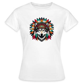 Amerikanischer Indianerwolf Amerikanische Rothaut - Frauen T-Shirt - Weiß - Vorne - AI Model Female 172 dark (172cm)