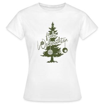 merry christmas fir spruce forest symbol logo - Women's T-Shirt - white - Front - AI Model Female 172 dark (172cm)