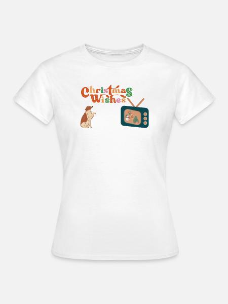 Hund vor dem Fernseher - Frauen T-Shirt - Weiß