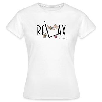 Phil and Paw - Relax - Frauen T-Shirt - Weiß - Vorne - AI Model Female 172 dark (172cm)