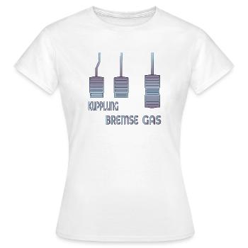 KUPPLUNG BREMSE GAS PEDALE - Frauen T-Shirt - Weiß - Vorne - AI Model Female 172 dark (172cm)
